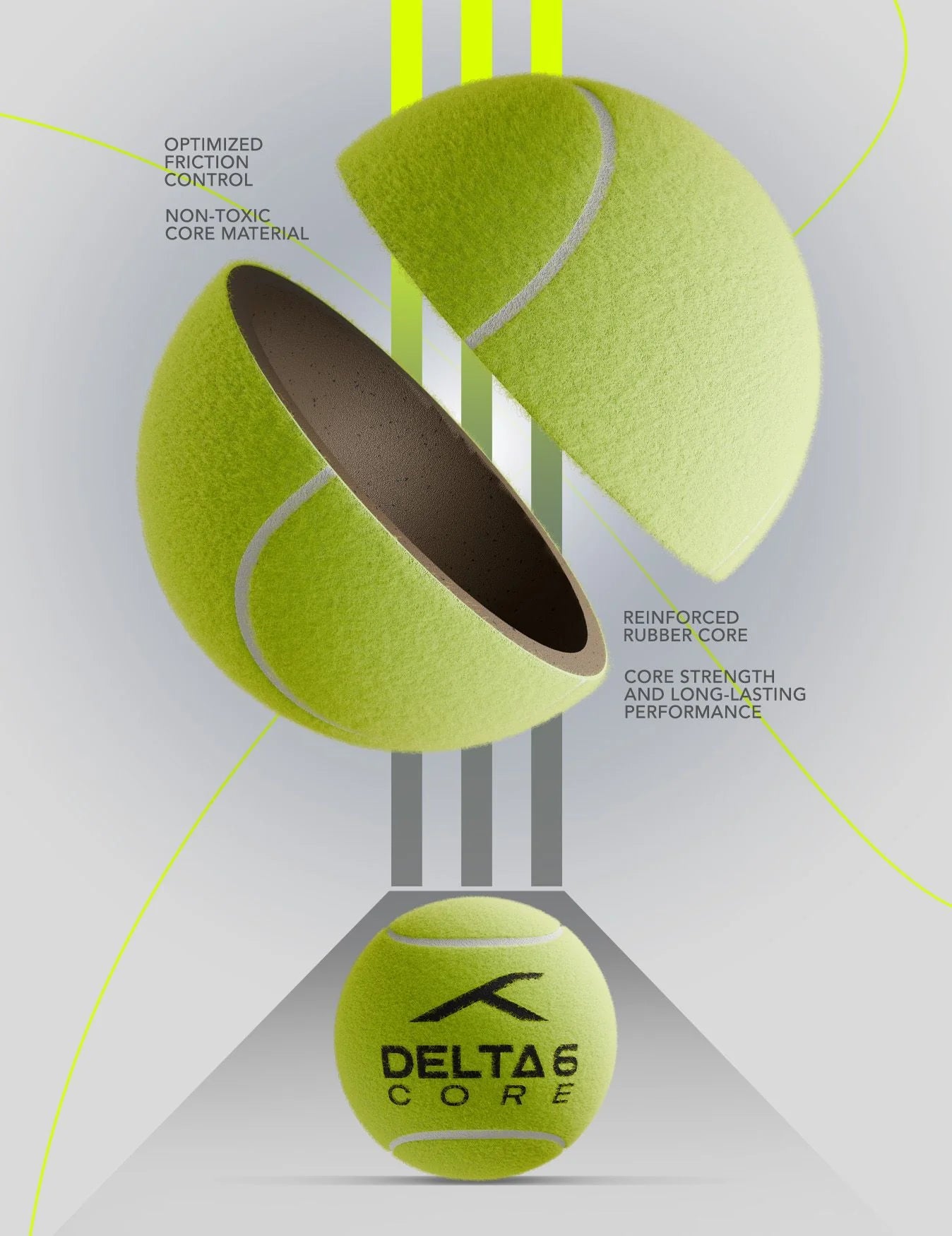 Cricket Tennis Ball - Hundred Delta 6 Core