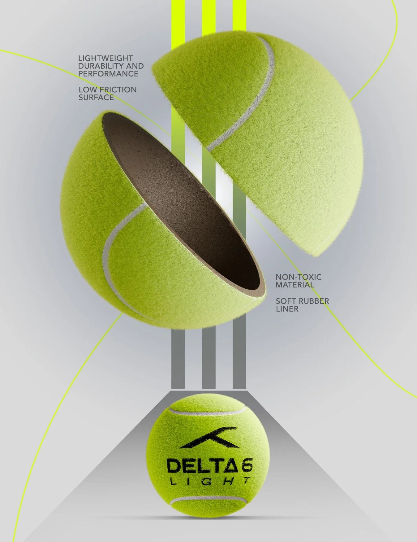 Cricket Tennis Ball - Hundred Delta 6 Light