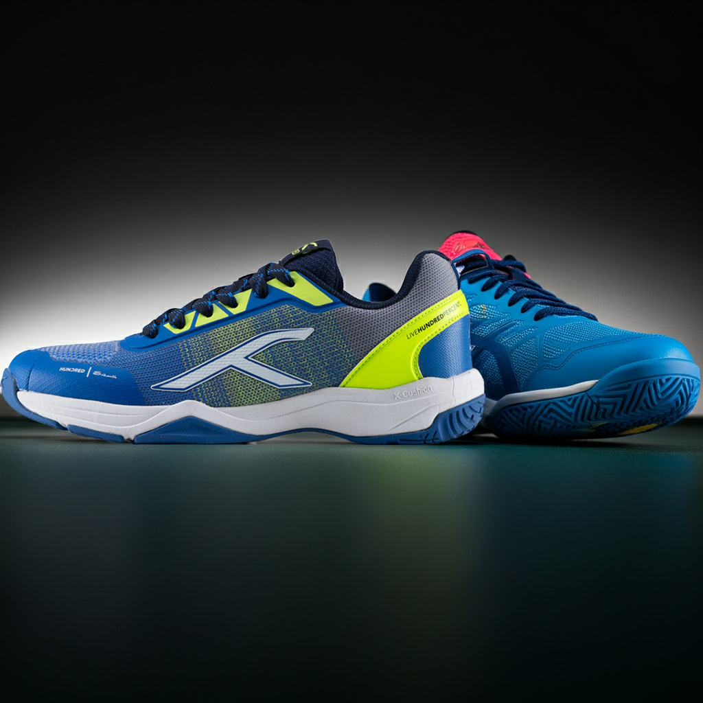 Badminton Shoes - Quantum Boom - Hundred 10 UK - Blue/Lime/White