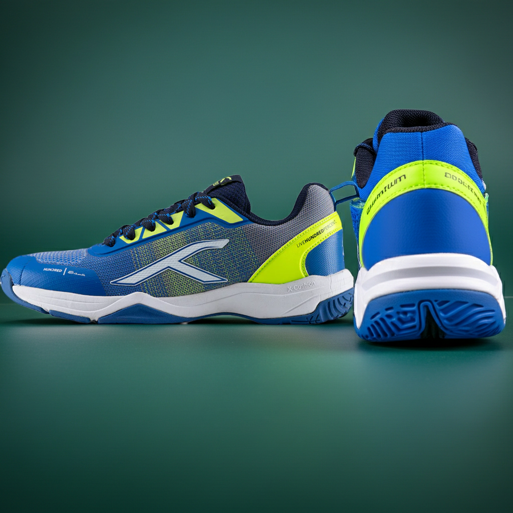 Badminton Shoes - Quantum Boom - Hundred 10 UK - Blue/Lime/White