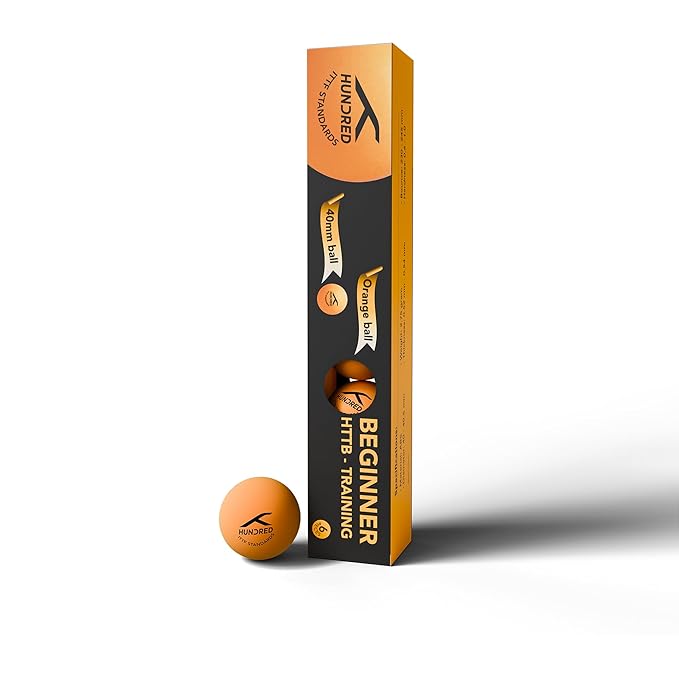 Hundred HTTB-Beginner Training Table Tennis Balls - Orange 6 Pack 40mm