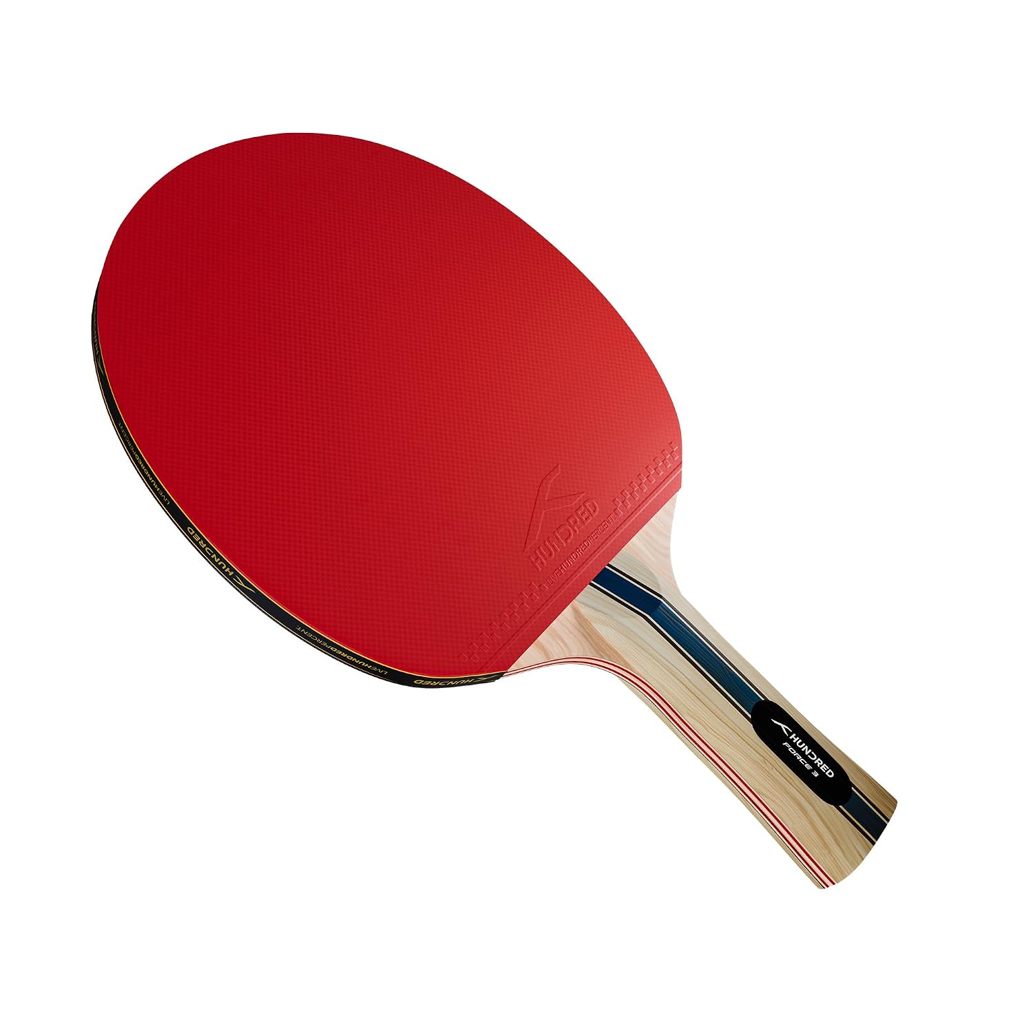 Hundred Force 3 Table Tennis Racket - Front view Red