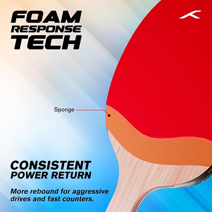 Hundred Force 4 Table Tennis Racket | Control-Oriented Table Tennis Bat | Reliable Spin & Speed for Everyday Competitive Play - Red/Black