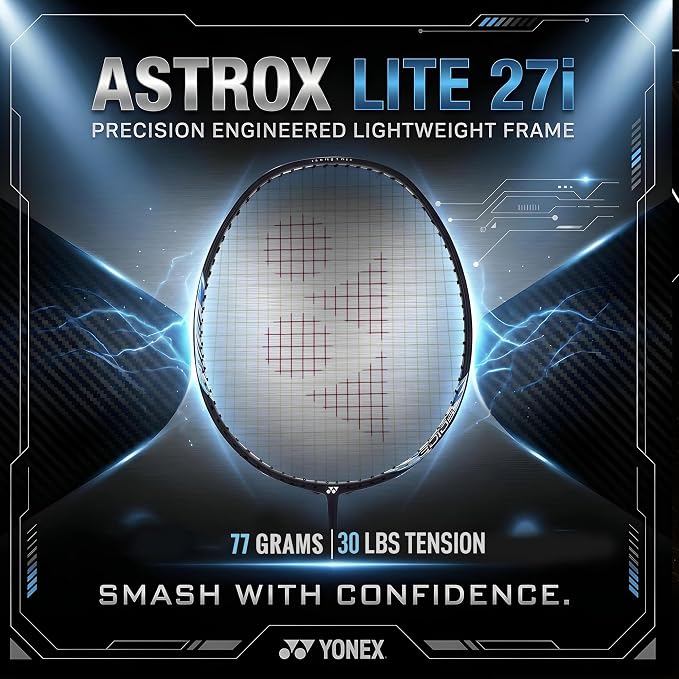 YONEX Graphite Badminton Racquet Astrox Lite 27i (G4, 77 Grams, 30 lbs Tension, Blue)