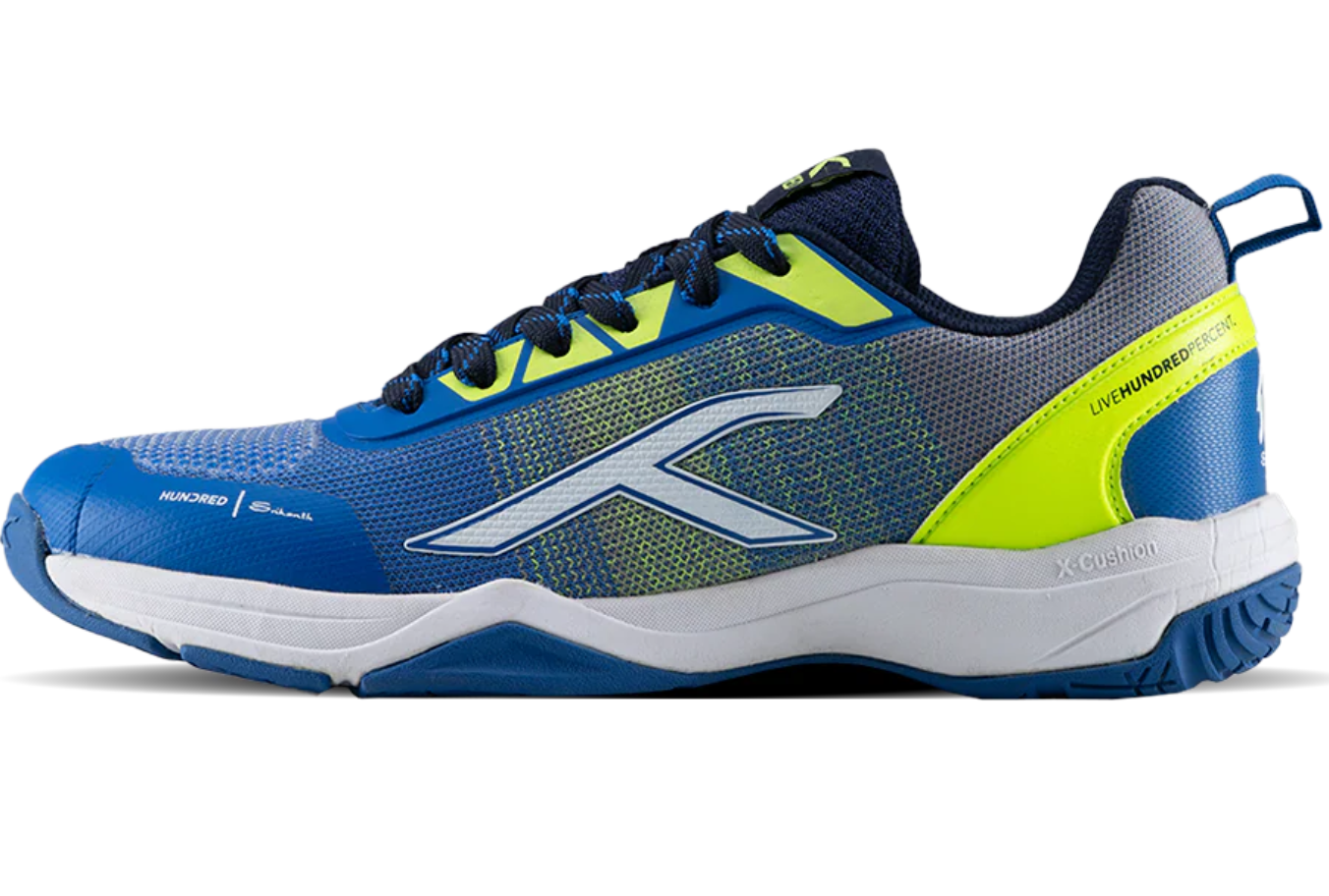 Badminton Shoes - Quantum Boom - Hundred 10 UK - Blue/Lime/White
