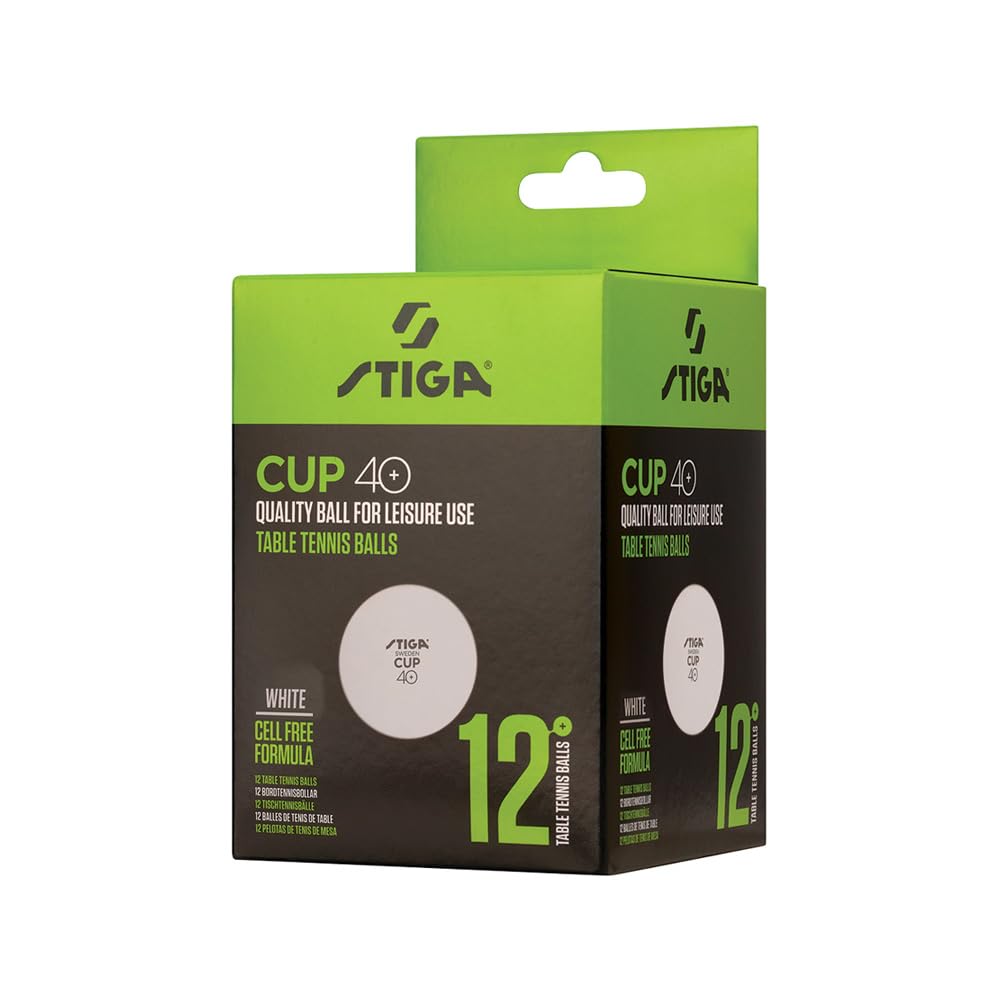 Stiga Cup 40+ Plastic Table Tennis (TT) Balls (Pack of 12) White