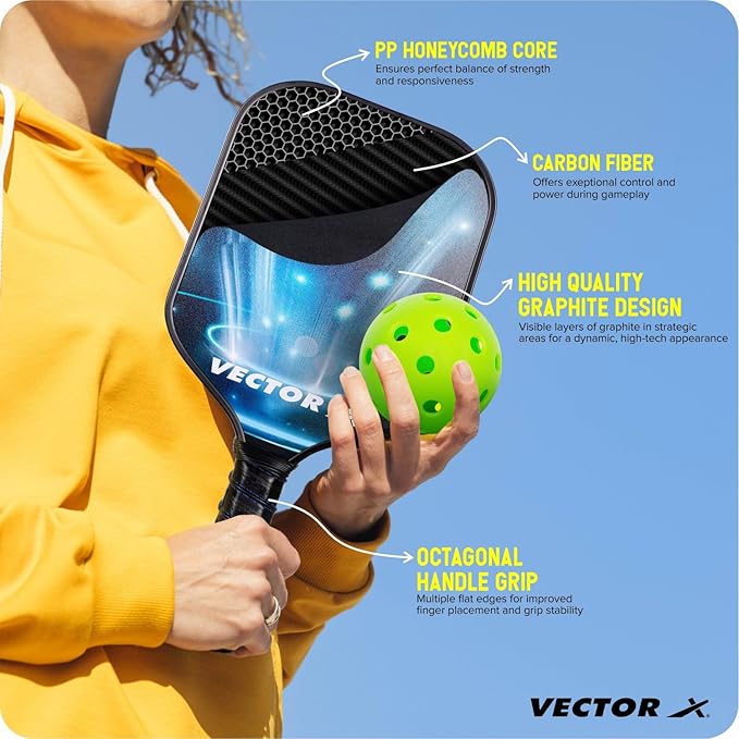 Vector X Pickleball Racket – High-Quality Graphite Paddle with Premium Grip