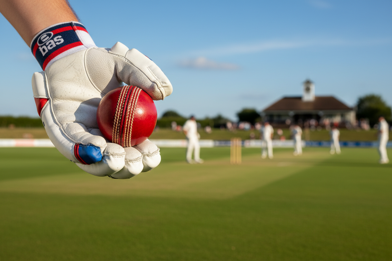 Cricket ball in hand