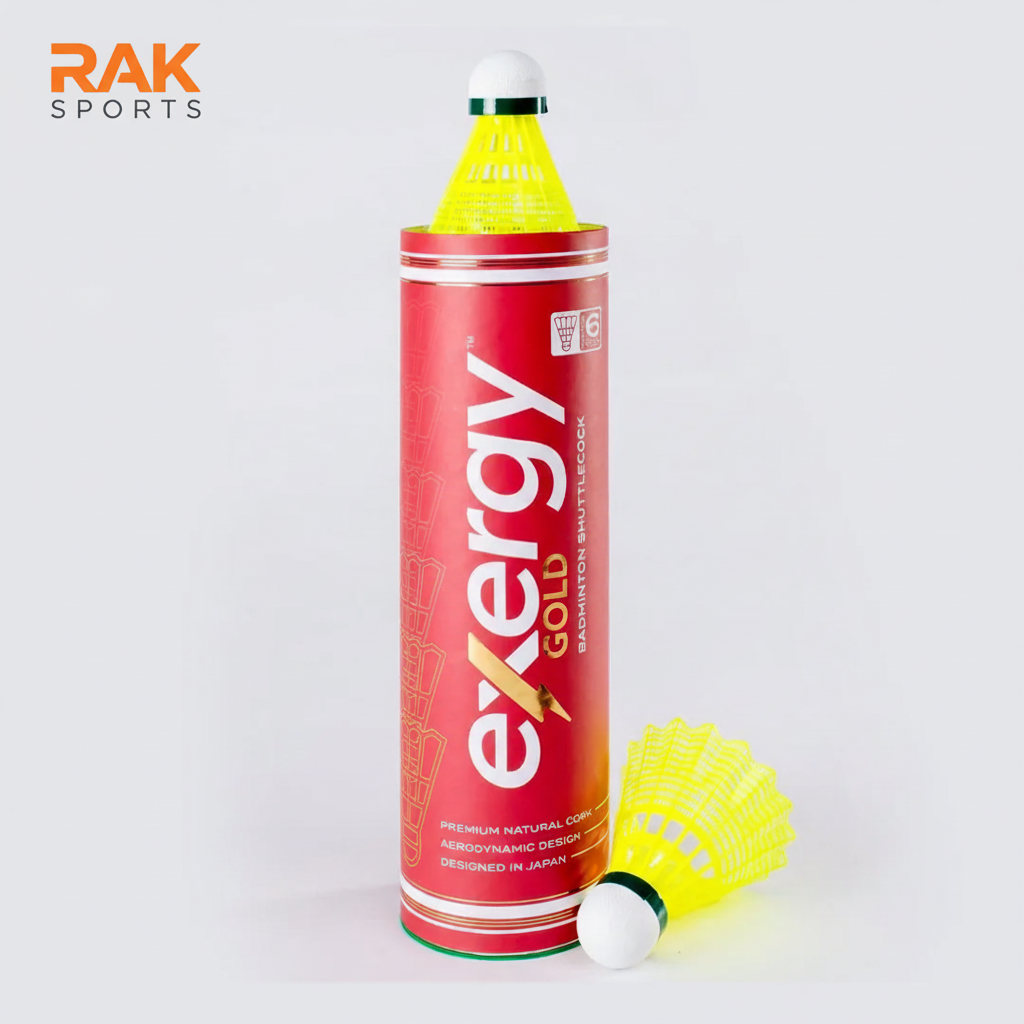 Exergy Gold Shuttlecock with RAK Sports Logo