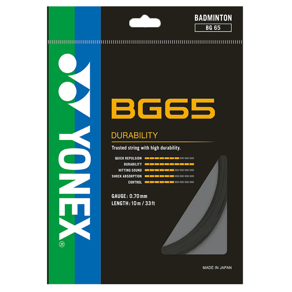 Yonex BG 65 Badminton Strings – 0.70mm Gauge, 10m, Lavender (Durability All-Rounder)